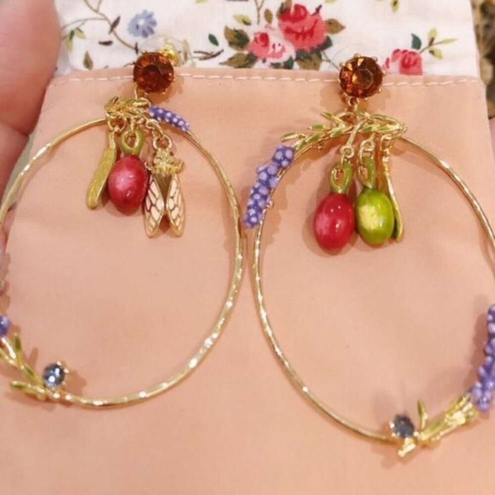 Les NEREIDES Thin Hoops Orange 🍊 Bee and Grapes 🍇 and 🍃 Leaves